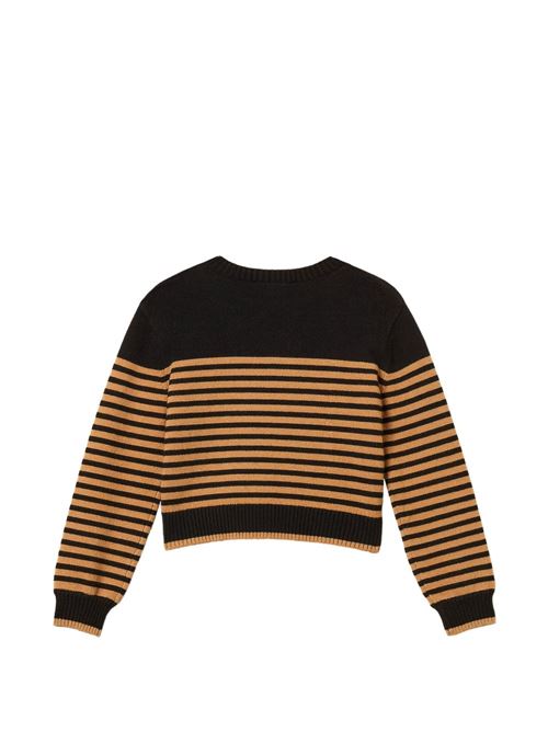 Maglia Twinset Kids da bambina nera e marrone Iced Coffee a righe con bottoni logo TWINSET Kids | 262GJ303113771